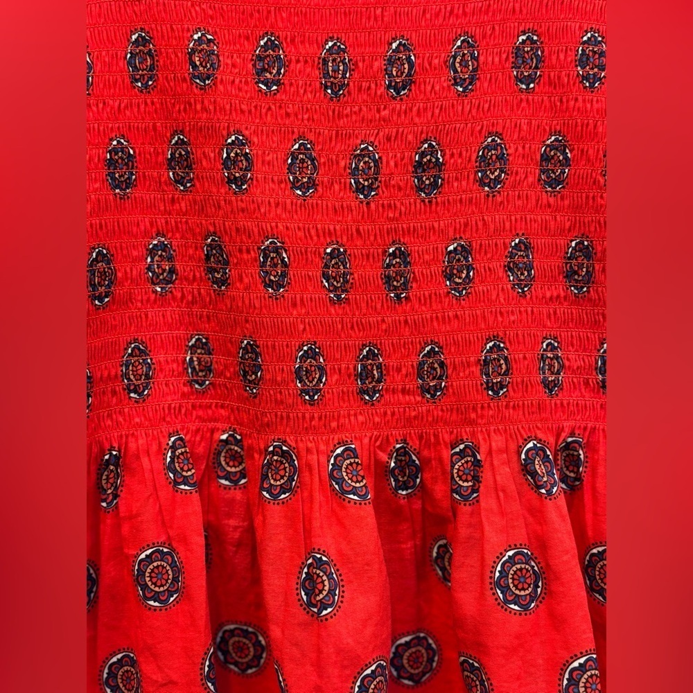 Maeve by Anthropologie “Avila Peplum Top” smocked tank top blouse in bright red! - Picture 4 of 7